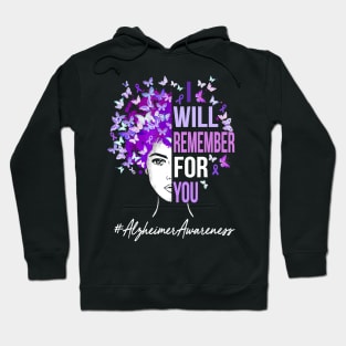 I Will Remember For You Alzheimer Awareness Womens Butterfly Gift Hoodie